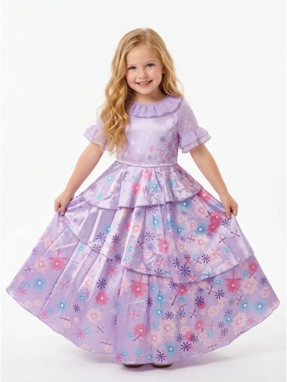 Girls Lavender Floral Princess Dress